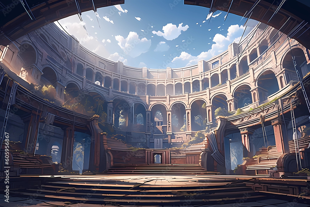 Obraz premium grandiose colosseum in a lost city. generative AI