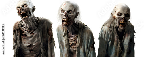 Isolated Zombies - Spooky Characters on Transparent Background PNG - Horror concept