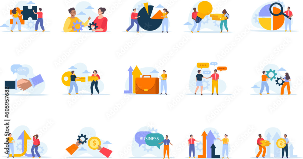 Fototapeta premium Business Merger Compositions Set