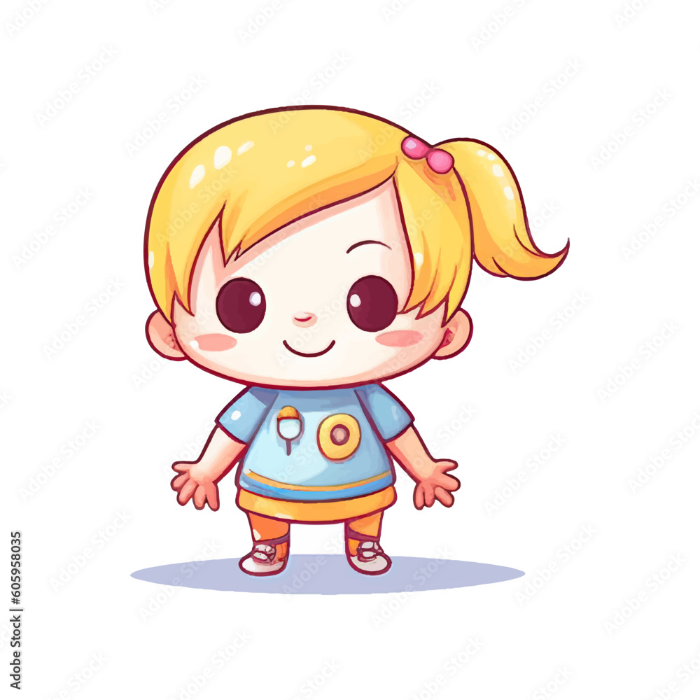 cute children cartoon character vector illustration