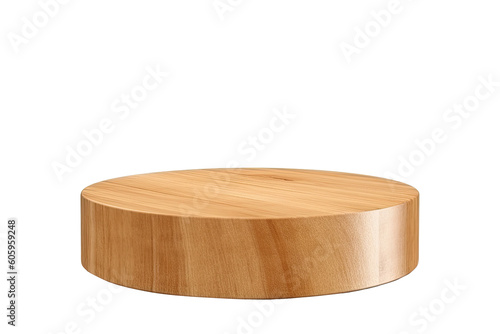 Wood round podium , transparent background, PNG ,Generative AI