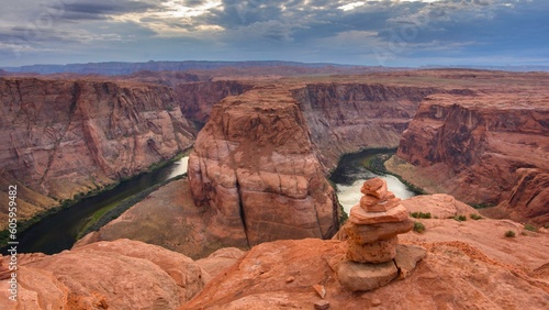 Iconic Horseshoe Bend in Arizona USA and Enigmatic Balanced Stone: Page, Stunning Geological Marvels in 4k