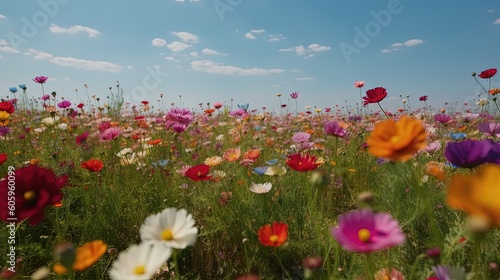 Immerse yourself in the mesmerizing sight of a field of flowers in radiant bloom  captured in breathtaking 8K resolution. Generated by AI.