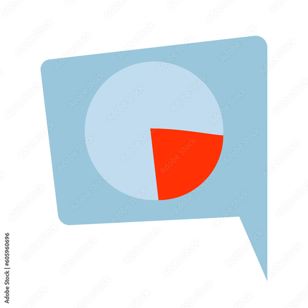 Speech bubble with pie graphic icon. Flat illustration of speech bubble icon for web business concept design Speech bubble with pie graphic icon. Flat illustration of speech bubble icon for web business concept design