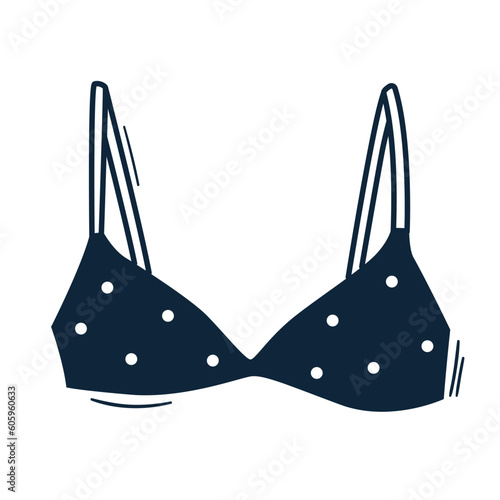 Doodle bra vector illustration. Hand drawn girl and woman underwear. Cute female clothes sketch drawing.