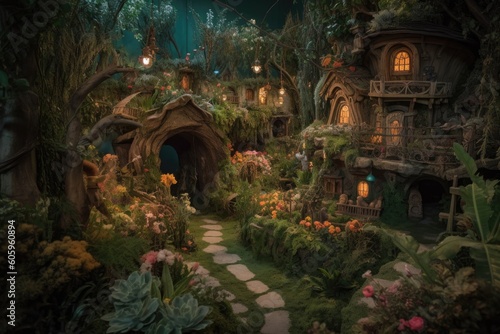 enchanted garden  filled with magical creatures and plants  created with generative ai