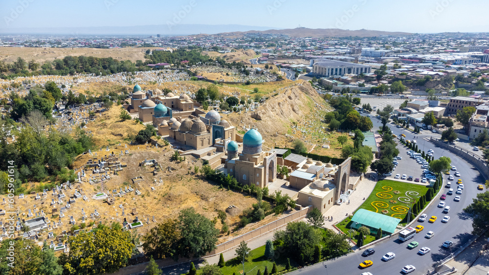 Aerial view of Shah-i-Zinda in Samarkand
