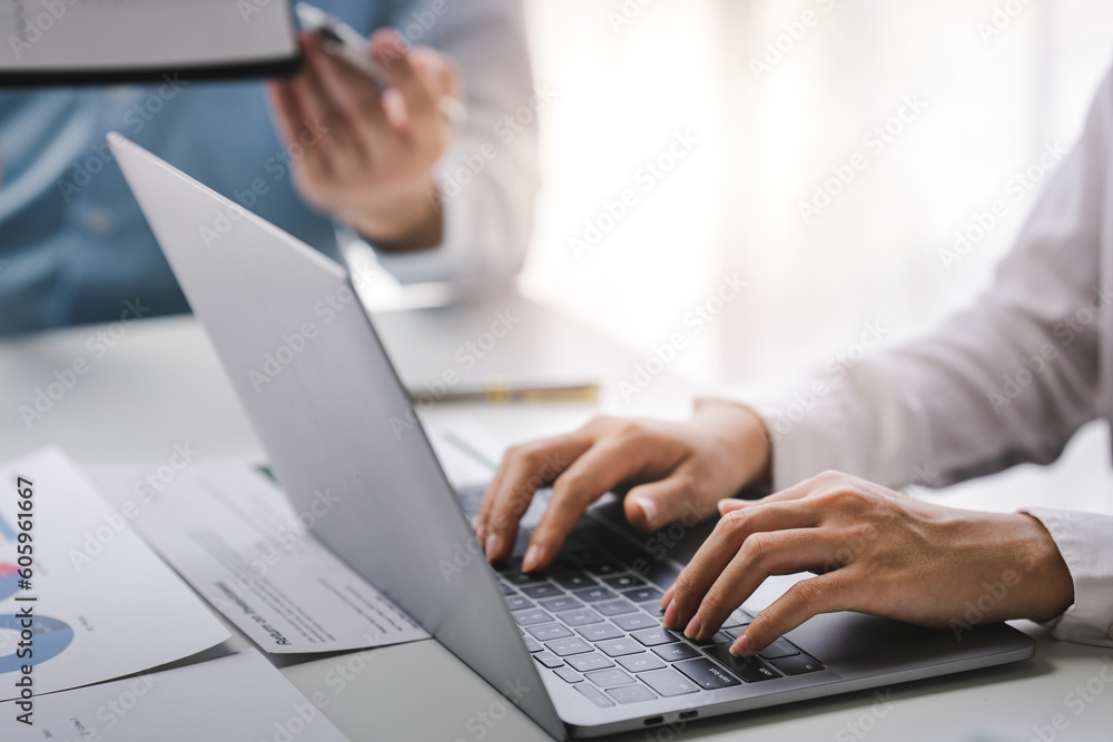 office girl's hands typing input data office girl's hands typing input data