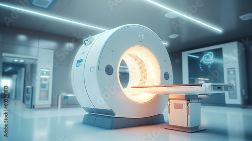 A mri machine in a hospital room. Generative AI. photo