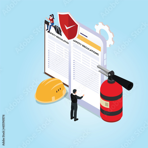 Occupational safety and health administration isometric 3d vector illustration concept for banner, website, illustration, landing page, flyer, etc.