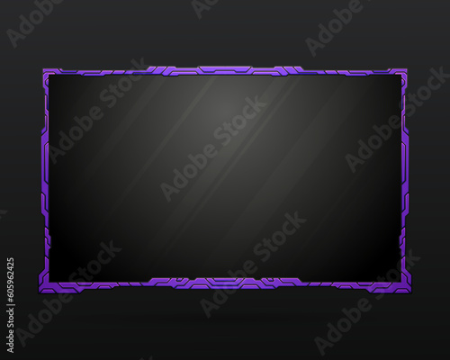 Abstract neon purple border live stream webcam overlay screen gui frame template