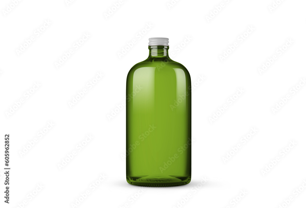 Green Beer Glass Bottles 3D Rendering