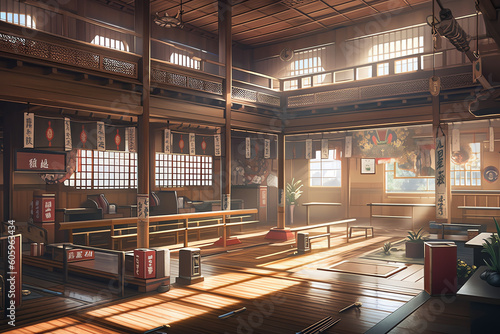 cozy traditional wooden dojo. generative AI photo