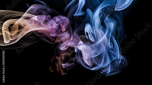 黒背景に漂う煙 Generative AI