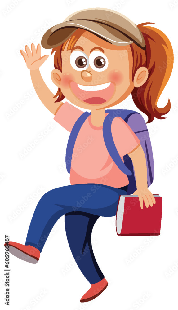Isolated school girl cartoon character Isolated school girl cartoon character