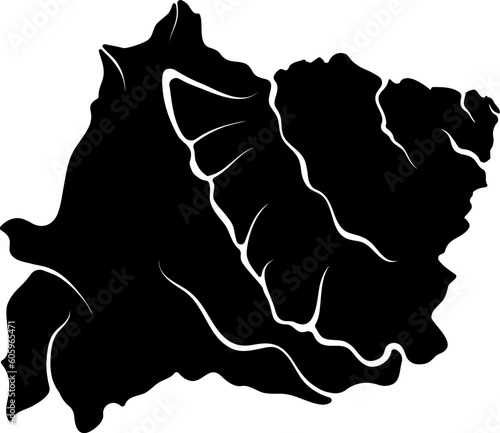 Marine spiked spiral shell silhouette. Black vector hand drawn illustration isolated on white. Element for design seafood shop or menu, decor, label. Simple flat symbol ocean seashell