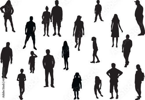 Group of people. Crowd of people silhouettes.	