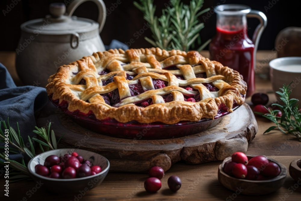 classic holiday pie, with flaky crust and juicy filling, created with generative ai classic holiday pie, with flaky crust and juicy filling, created with generative ai