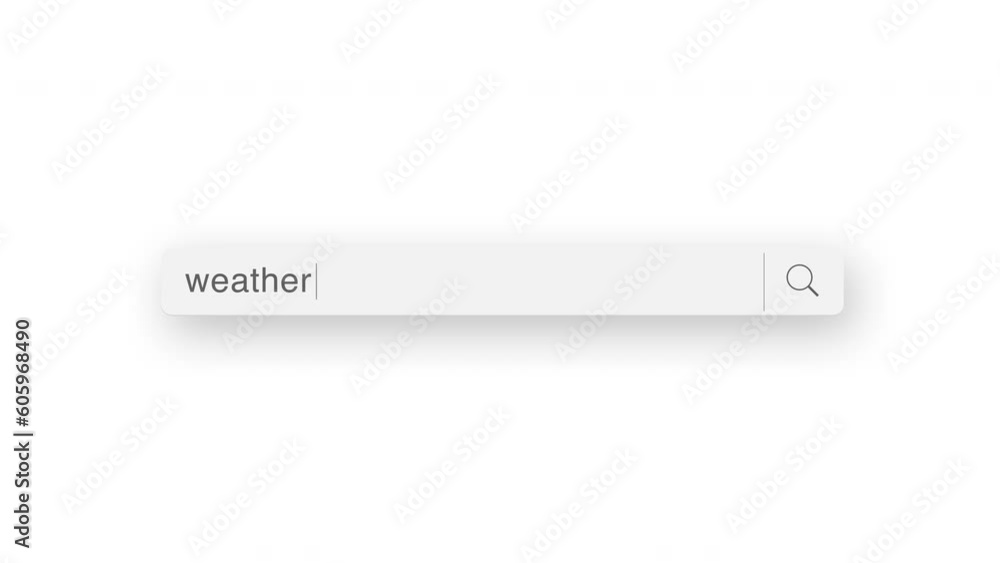 weather search query, Internet web page with search bar and blinking cursor on white background, 4K internet search animation weather search query, Internet web page with search bar and blinking cursor on white background, 4K internet search animation