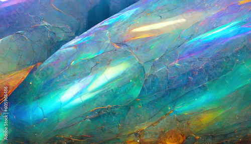 Abstract iridescent opal stone texture. AI photo