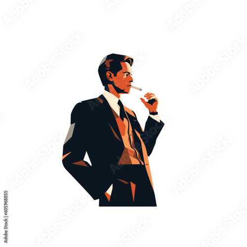 Man in a suit smoking cigar vector isolated