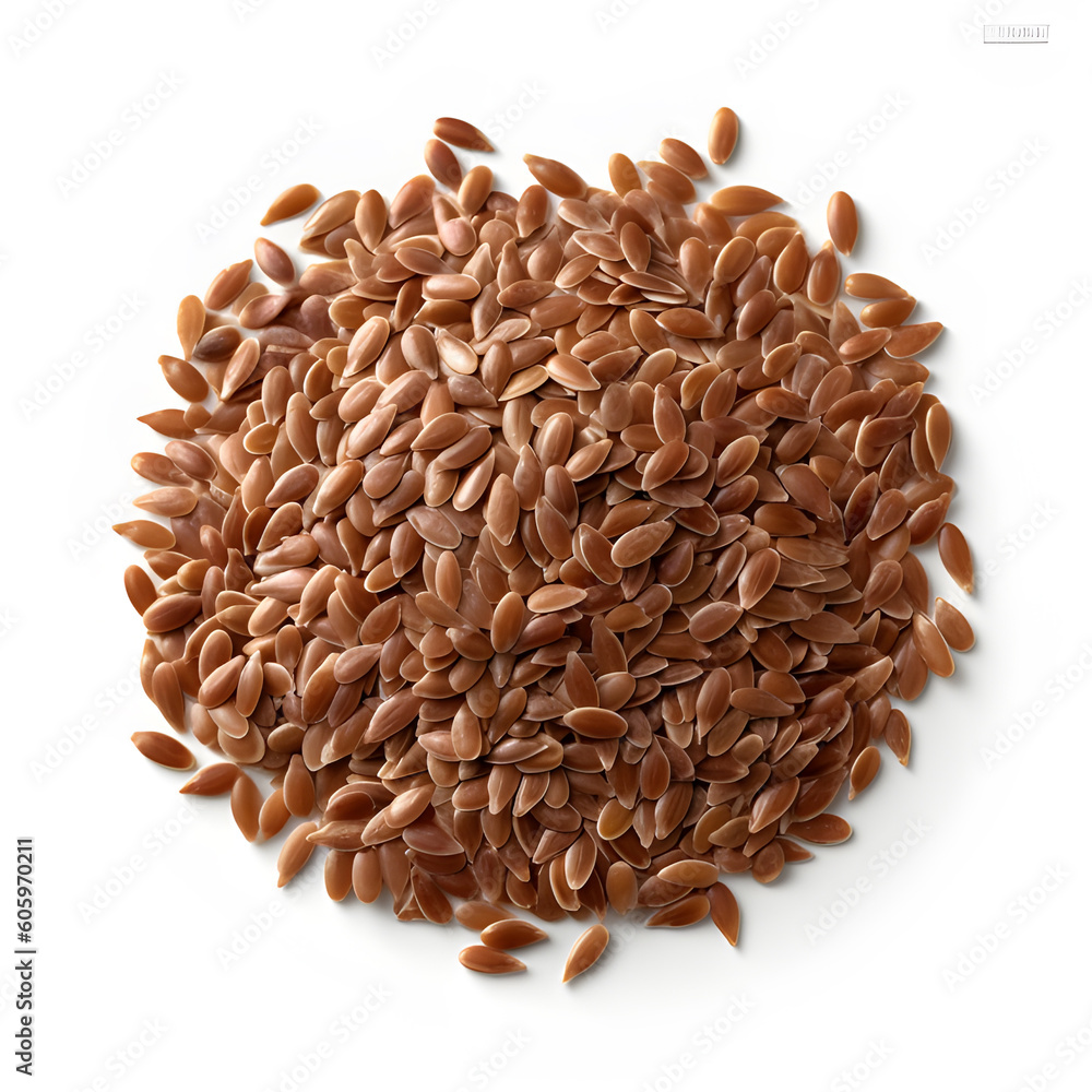 Flaxseed isolated on white background. Generative AI.