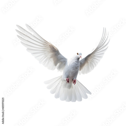 Flying dove isolated on white background. Generative AI. © sticker2you
