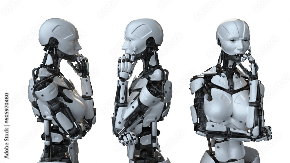 human-made white artificial intelligence robot to meet future convenience human-made white artificial intelligence robot to meet future convenience