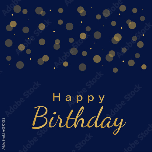Happy Birthday with confetti and bokeh effect
