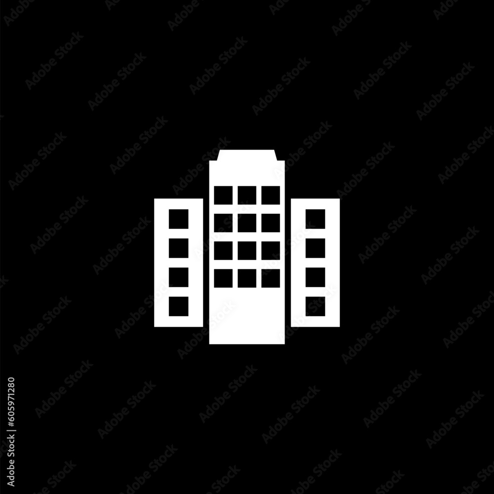 Office building line icon isolated on black background