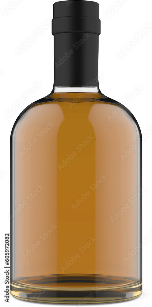 Rum Whiskey Cognac Bottle With Liquid 3D Rendering Rum Whiskey Cognac Bottle With Liquid 3D Rendering