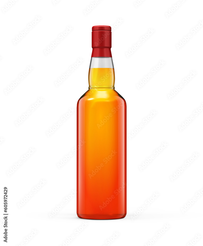 Rum Whiskey Cognac Bottle With Liquid 3D Rendering Rum Whiskey Cognac Bottle With Liquid 3D Rendering