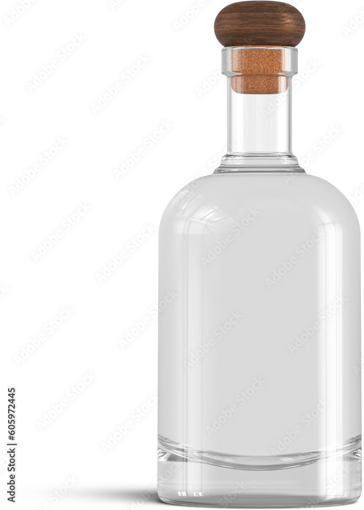 Rum Vodka Bottle With Liquid 3D Rendering Rum Vodka Bottle With Liquid 3D Rendering