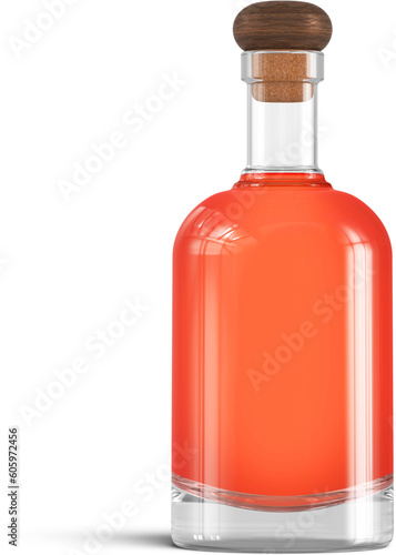 Rum Whiskey Cognac Bottle With Liquid 3D Rendering