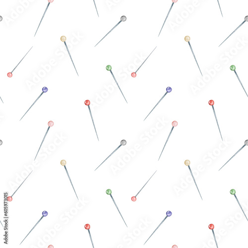 Sewing needles seamless simple pattern, vintage pattern. Sewing background. Textile design.