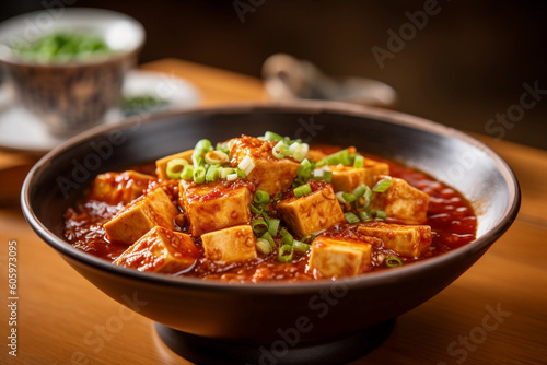 spicy Sichuan Mapo Tofu dish. generative AI
