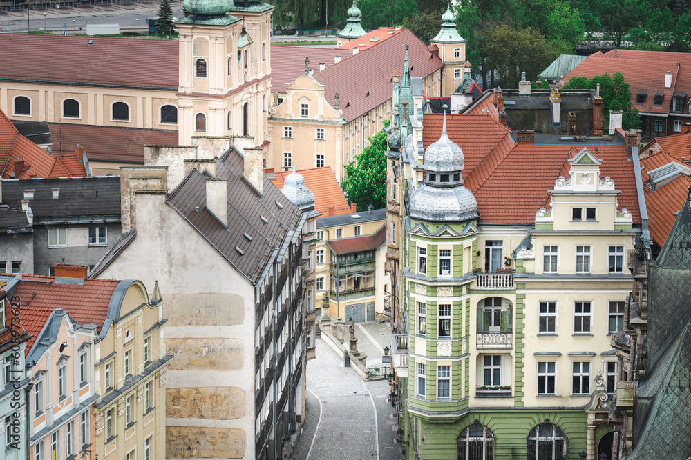 Wiew of the old historic city from above. Kłodzko. - obrazy, fototapety, plakaty 