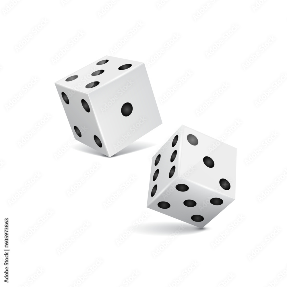 White dice isolated on light background. Vector illustration. White dice isolated on light background. Vector illustration.