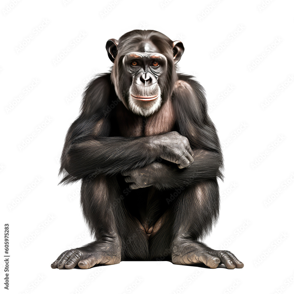 Chimpanzee on a transparant background, PNG, Generative Ai Chimpanzee on a transparant background, PNG, Generative Ai