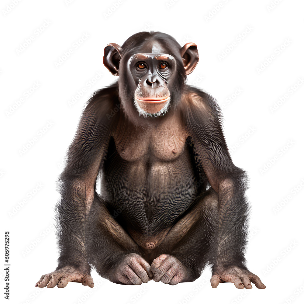 Chimpanzee on a transparant background, PNG, Generative Ai Chimpanzee on a transparant background, PNG, Generative Ai