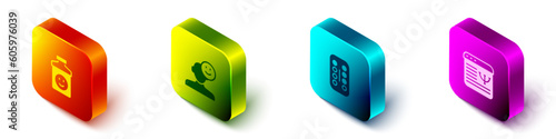 Set Isometric Antidepressants, Good mood, Sedative pills and Online psychological counseling icon. Vector