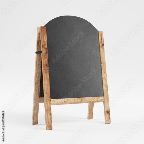 Outdoor advertising chalkboard isolated on white background. 3d render in high resolution