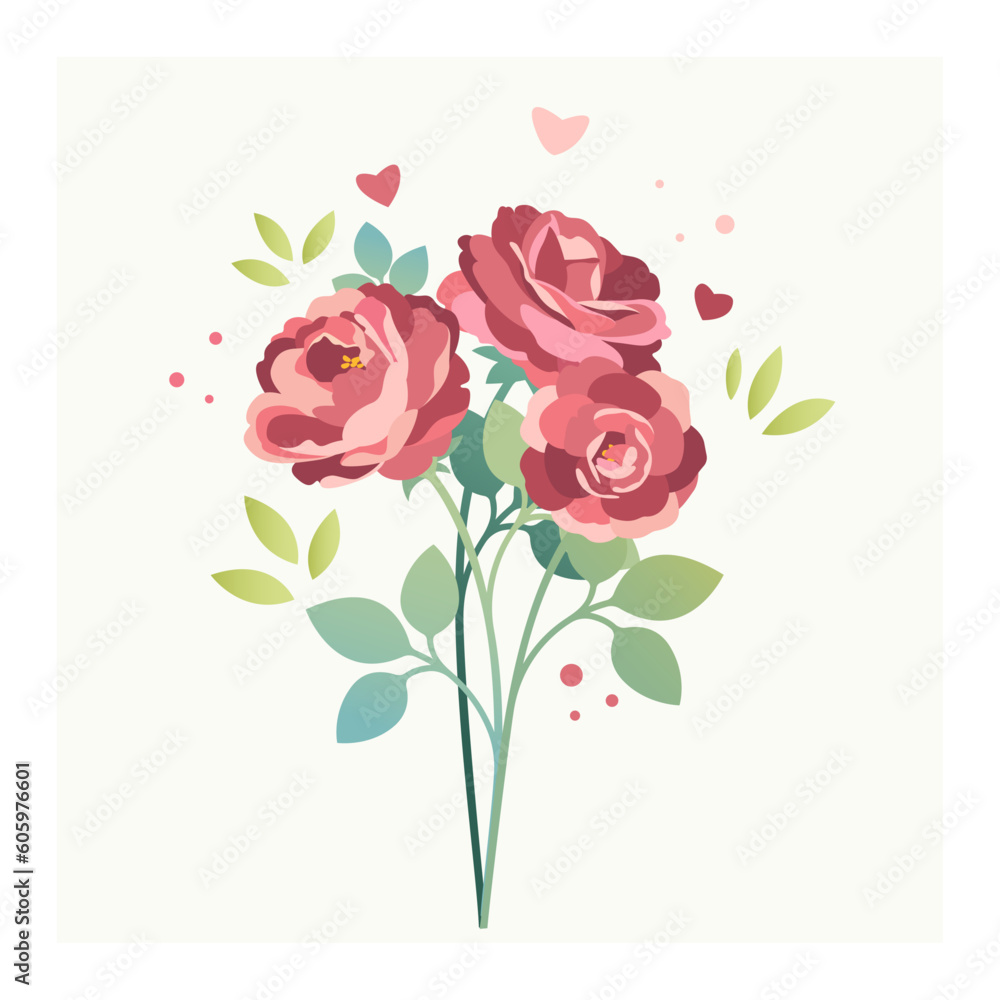 Beautiful bouquet of flowers, roses in vector. Beautiful bouquet of flowers, roses in vector.