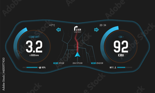 Modern car dasboard. Vector template for your design.
