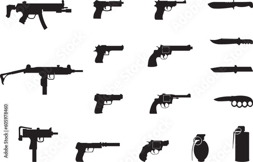 Set of Various Modern Weapons