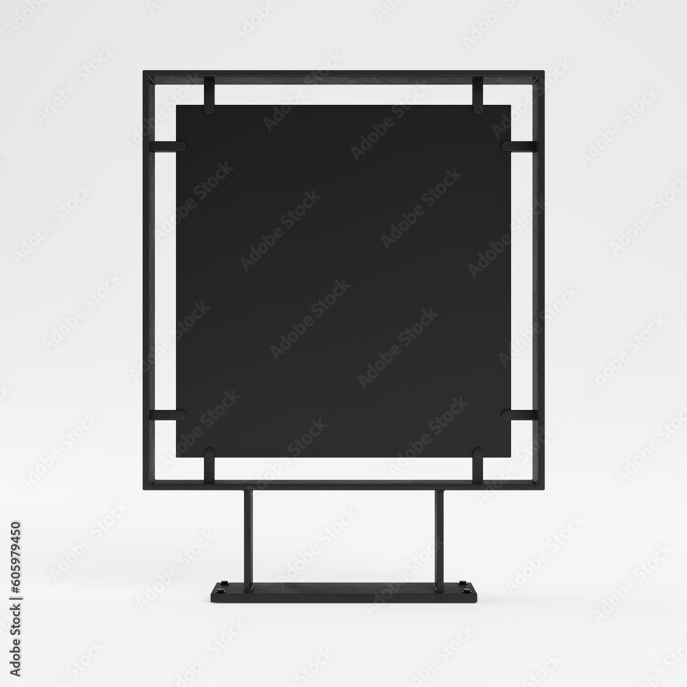 Street advertising stand for mock ups. Isolated on white background. Front view. 3d render Street advertising stand for mock ups. Isolated on white background. Front view. 3d render