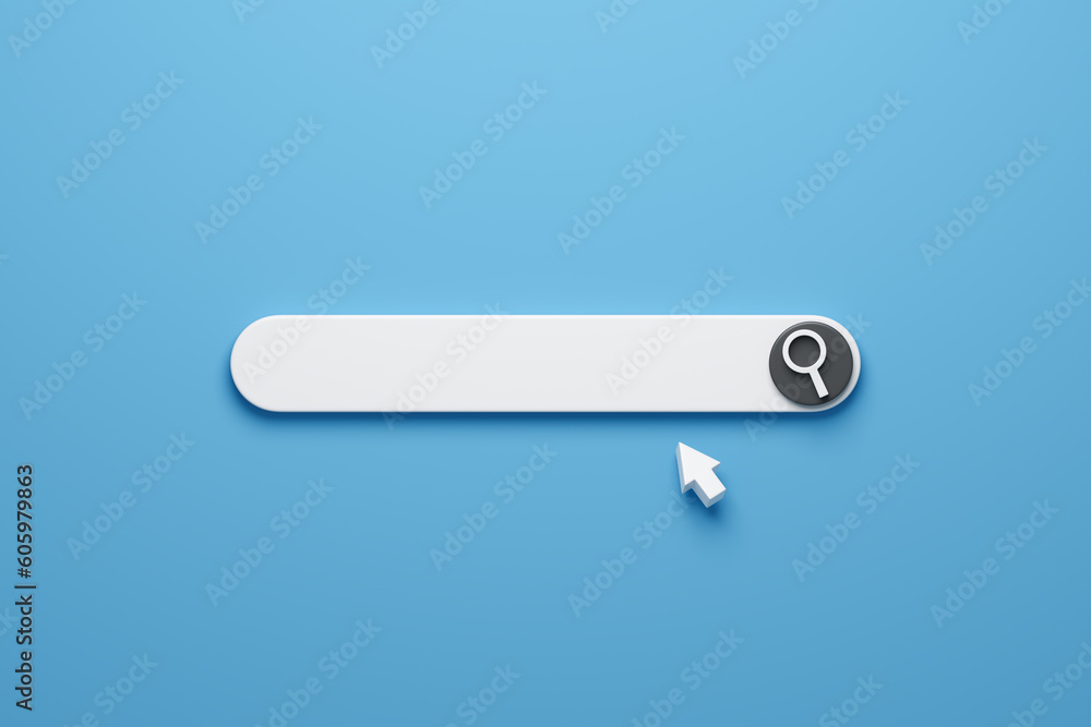 Blank search bar on blue background. 3d rendering. Blank search bar on blue background. 3d rendering.