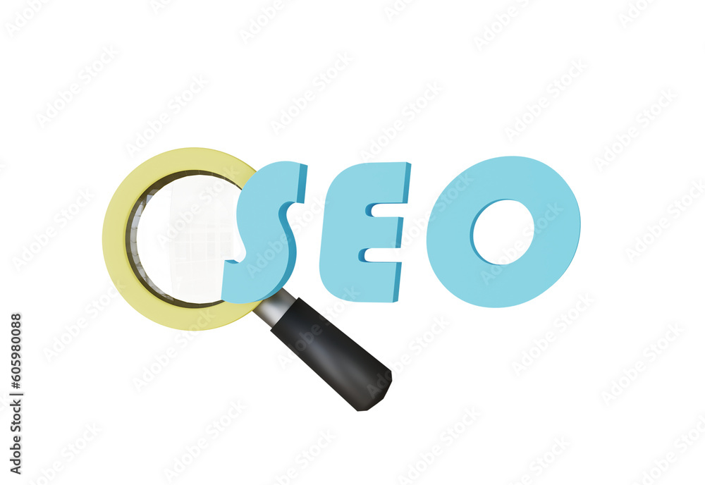 SEO word icon with a magnifying glass SEO word icon with a magnifying glass