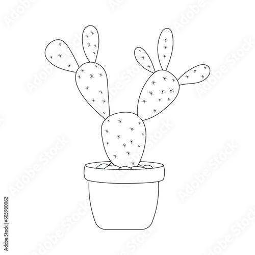 Hand drawn Cactus Outline Vector Illustration for coloring and activity page