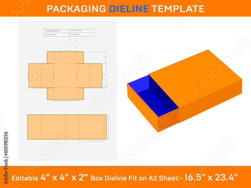 Match box sleeve or drawer system box dieline template
